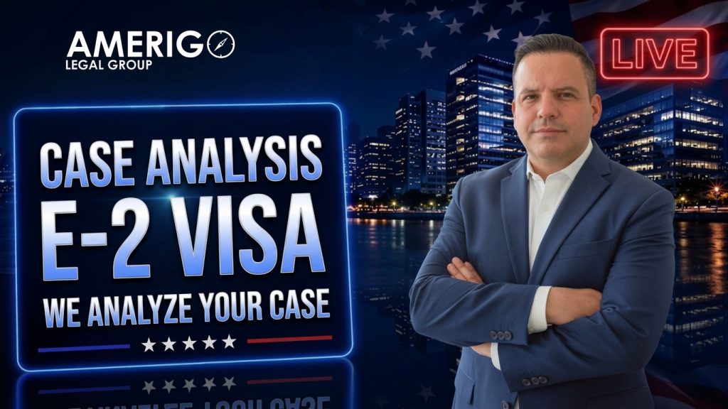 Amerigo Legal Group attorney presenting a live E-2 visa case analysis webinar